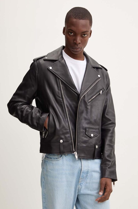 Шкіряна куртка The Kooples лицьова шкіра чорний HCUI29007K