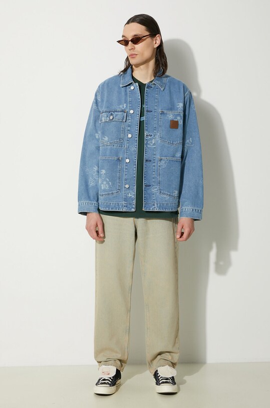 Carhartt WIP geacă din denim Stamp Jacket I033743.2LN35 albastru AW24