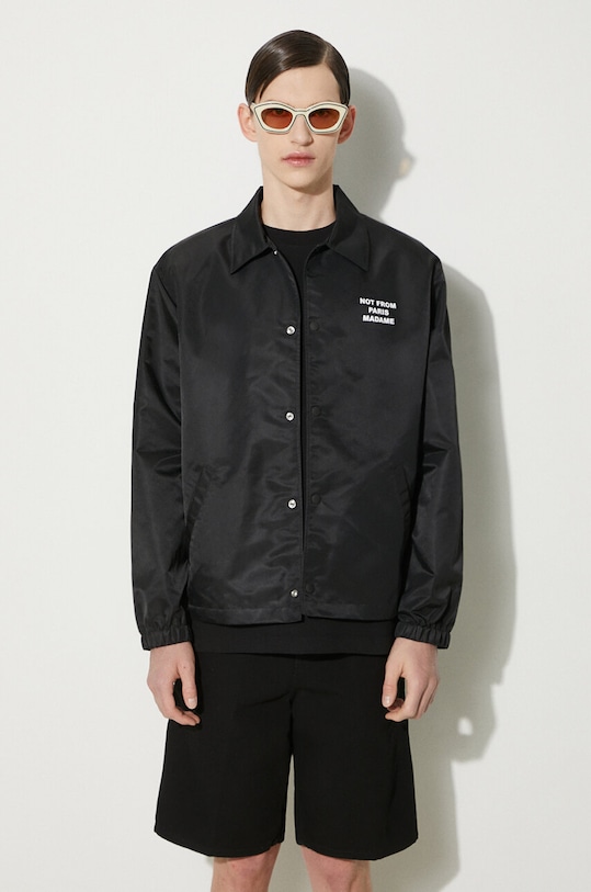 Drôle de Monsieur geacă cu aspect de cămașă La Veste Slogan PERM.JT183.PA014.BL negru