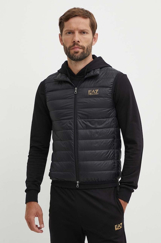 EA7 Emporio Armani bezrękawnik puchowy bez kaptura czarny PNGPZ.8NPQ06.0208
