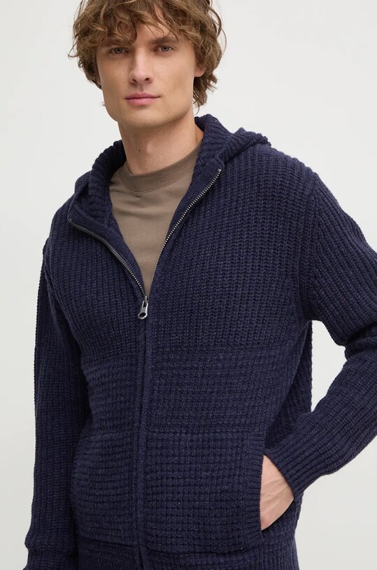 United Colors of Benetton cardigan din lana bleumarin 123MU5014