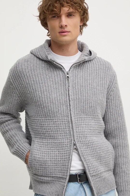 United Colors of Benetton kardigan wełniany szary 123MU5014