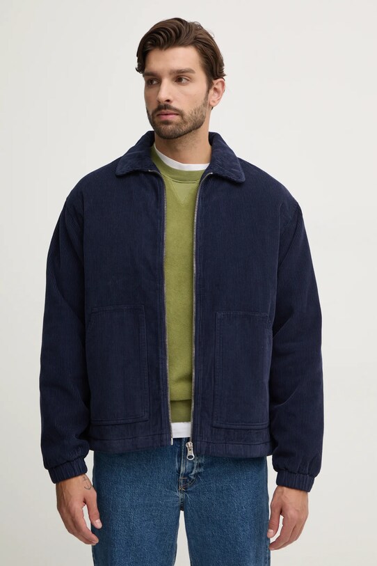 United Colors of Benetton geaca din velur cu captuseala bleumarin 2H1KUN05P