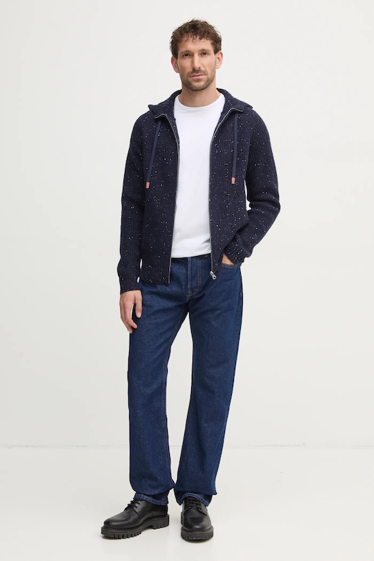 Vuneni kardigan United Colors of Benetton 1KBAU5013 mornarsko plava NC24