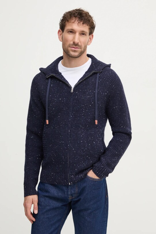 United Colors of Benetton cardigan din lana bleumarin 1KBAU5013