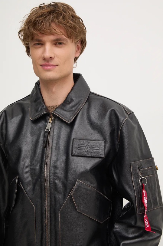Alpha Industries kurtka skórzana 100109 brązowy
