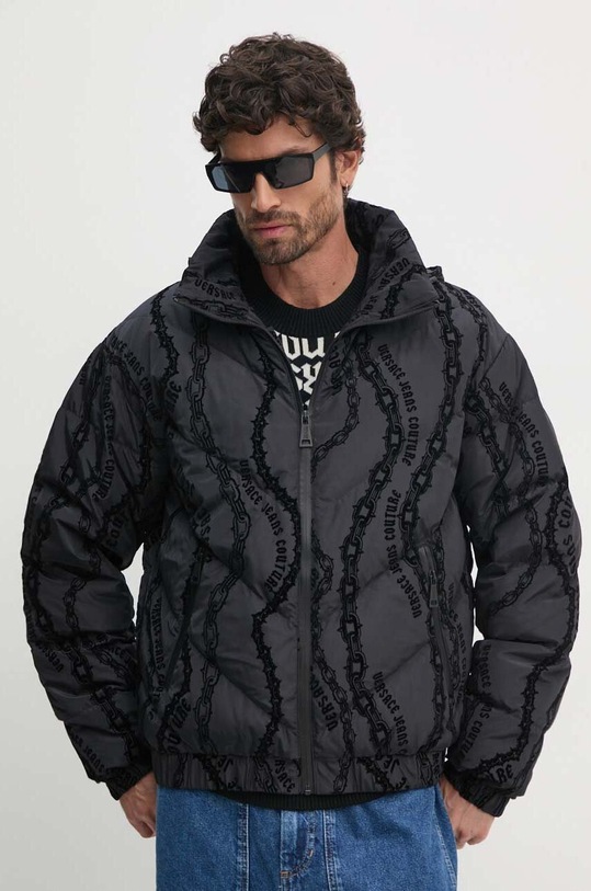Péřová bunda Versace Jeans Couture s kapucí černá 77GAUD04.CQD59