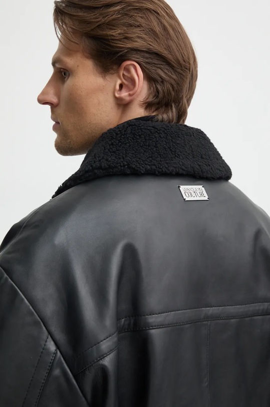 Шкіряна куртка Versace Jeans Couture лицьова шкіра чорний 77GAVP01.CPPS3
