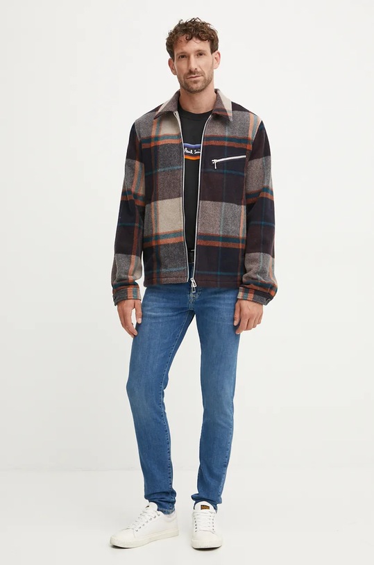 Vlnená bunda PS Paul Smith M2R.111Z.N22206 hnedá AW24