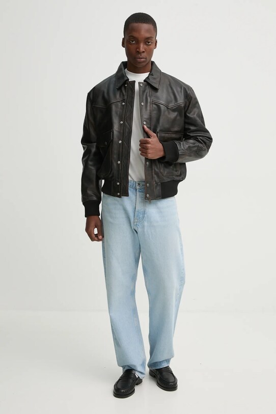 Δερμάτινο μπουφάν The Kooples HCUI29005K καφέ AW24