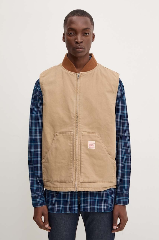 Bavlnená vesta bez rukávov Levi's jemné zateplenie béžová A8580