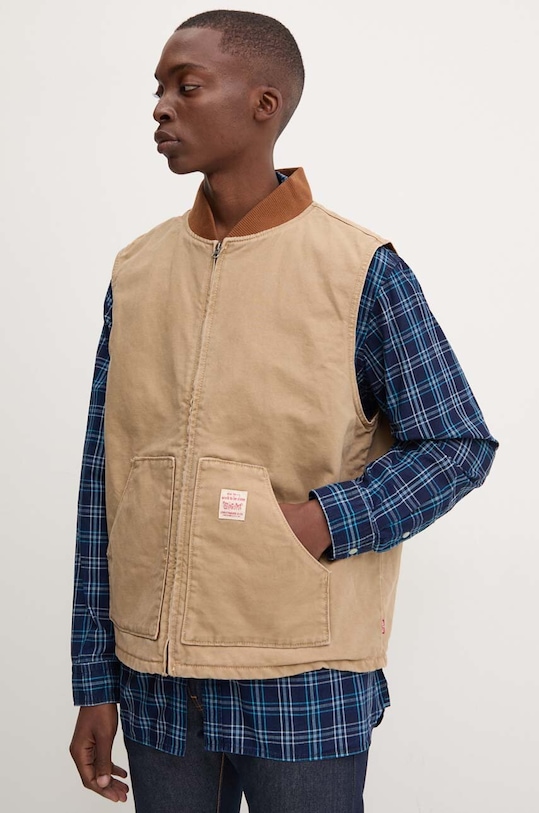 Bavlnená vesta bez rukávov Levi's béžová A8580