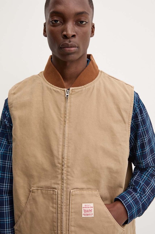 Bavlnená vesta bez rukávov Levi's A8580 béžová