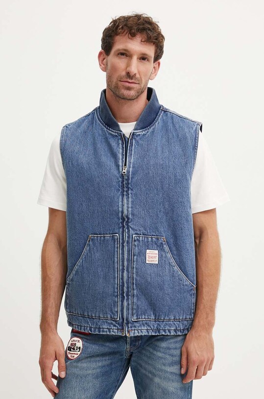 Levi's vestă din bumbac cu captuseala albastru A8580