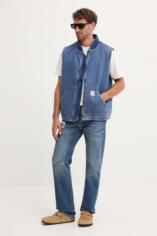 Levi's vestă din bumbac A8580 albastru AW24