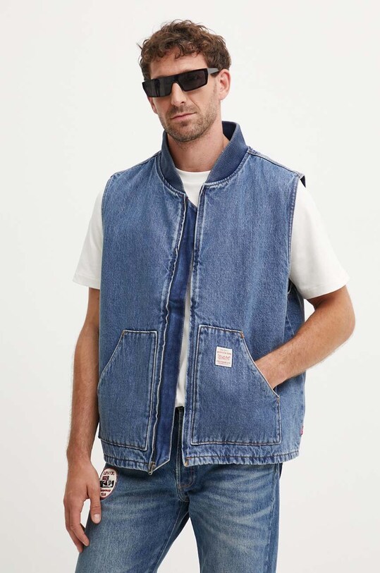 Levi's vestă din bumbac albastru A8580