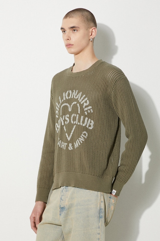 Billionaire Boys Club pulover de bumbac Heart & Mind Stencil Logo Jumper verde B24224