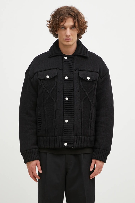 Kenzo kurtka Knitted Down Jacket bez kaptura czarny FE65OU1419NC.99