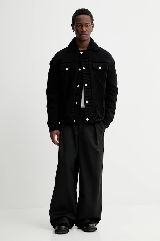 Kenzo kurtka Knitted Down Jacket FE65OU1419NC.99 czarny AW24