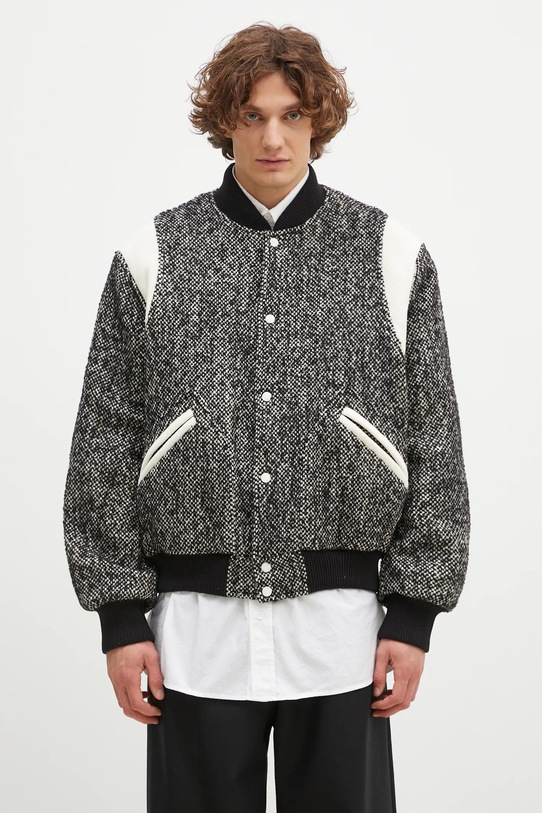 Kenzo kurtka bomber z domieszką wełny Wool Varsity Jacket oversize czarny FE65BL1489OX.99