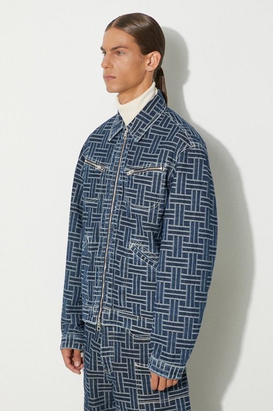 Kenzo geacă din denim Trucker Denim Jacket Weave FE65DV3106J2.DD bleumarin