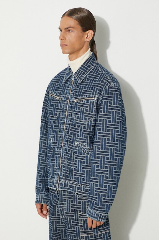 Kenzo giacca di jeans Trucker Denim Jacket Weave FE65DV3106J2.DD blu navy