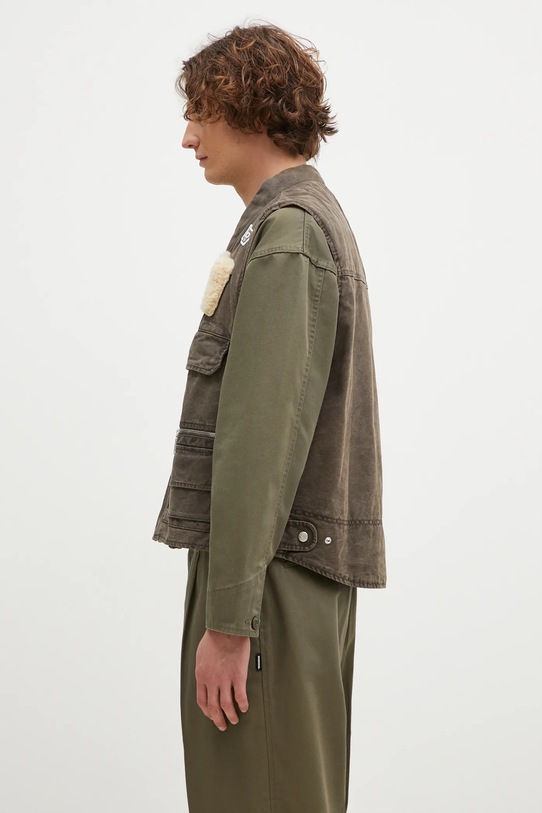 Kenzo bezrękawnik bawełniany Multipocket Gilet FE65VE0089GK.92 brązowy AW24