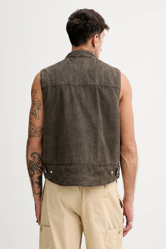 Odzież Kenzo bezrękawnik bawełniany Multipocket Gilet FE65VE0089GK.92 brązowy