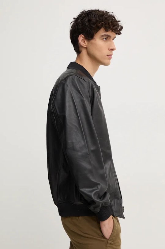 Kožená bunda bomber Pepe Jeans TORNO nezateplené černá PM402986