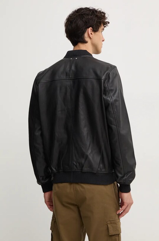 Îmbrăcăminte Pepe Jeans geaca bomber de piele TORNO PM402986 negru