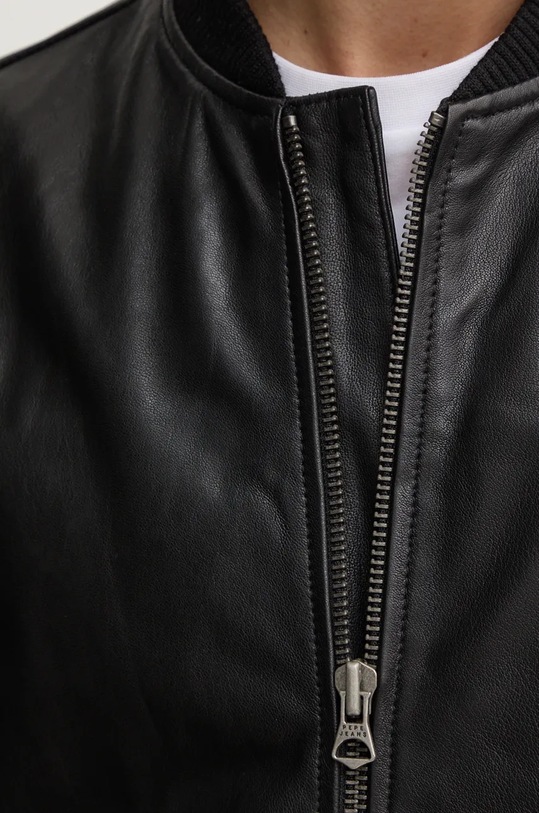 Kožená bunda bomber Pepe Jeans TORNO PM402986 černá