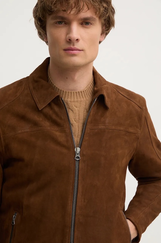 Jakna od brušene kože Pepe Jeans TENJAMIN smeđa PM403018