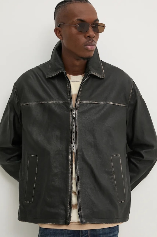 Kožna jakna Diesel L-BLIXIA bez tople podstave crna A14324.0PITR