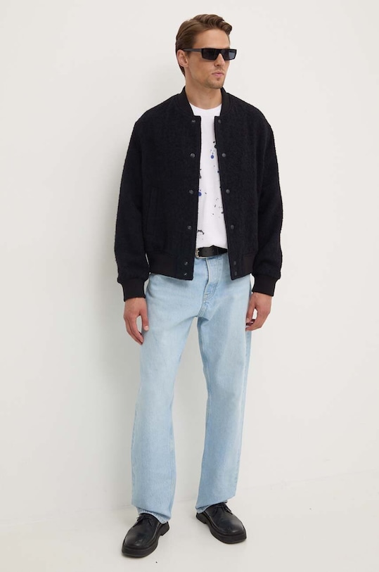 Vlnená bunda bomber IRO MP137DARREN tmavomodrá AW24
