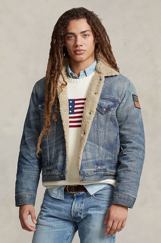Bavlněná džínová bunda Polo Ralph Lauren riflovina modrá 710850379