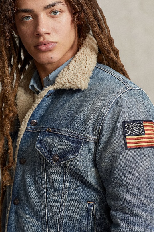 Bavlněná džínová bunda Polo Ralph Lauren modrá 710850379