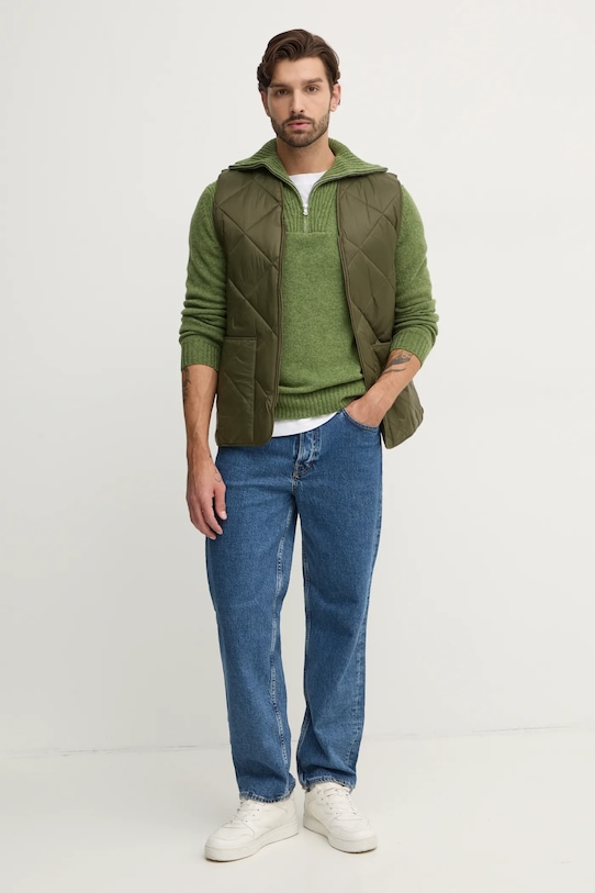 Dvostrani prsluk Barbour Large Box Quilted Liner MLI0057 zelena AW24