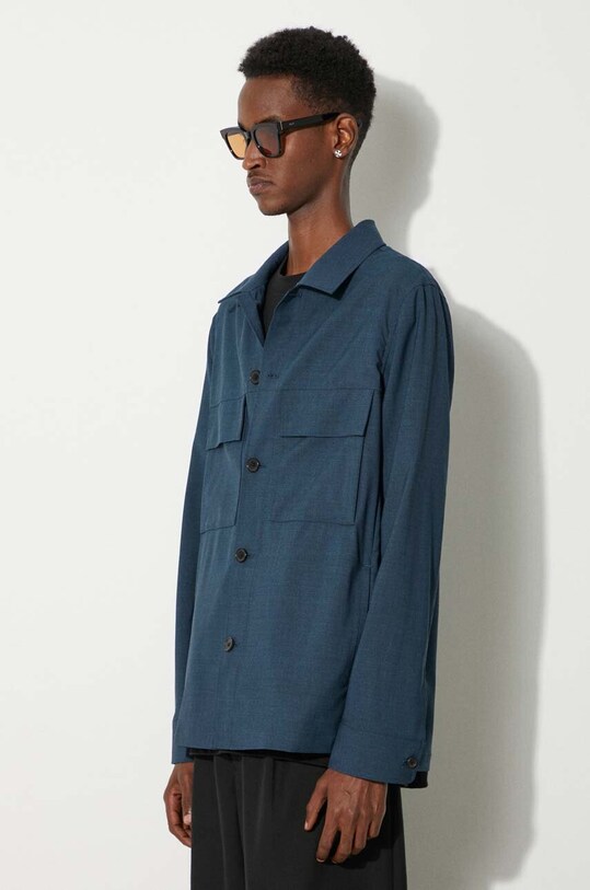 Paul Smith jachetă de cămașă din lână turcoaz M1R.703Y.M02212