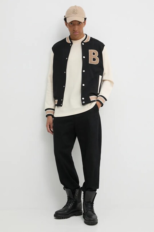 Βαμβακερή μπλούζα BALR. Game Day B138A.1001 μαύρο AW24