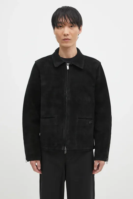 Semišová bunda Filling Pieces Leather Jacket Suede bez kapucne čierna 75922791861