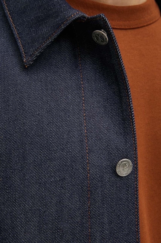 A.P.C. geacă din denim veste kerlouan logo brodee COZZI.H03205 bleumarin