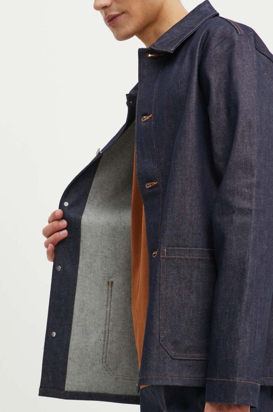 A.P.C. geacă din denim veste kerlouan logo brodee COZZI.H03205