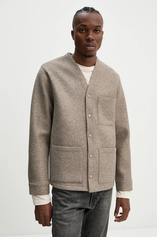 A.P.C. geaca din amestec de lana veste aurelien necaptusit bej PSAFU.H22200