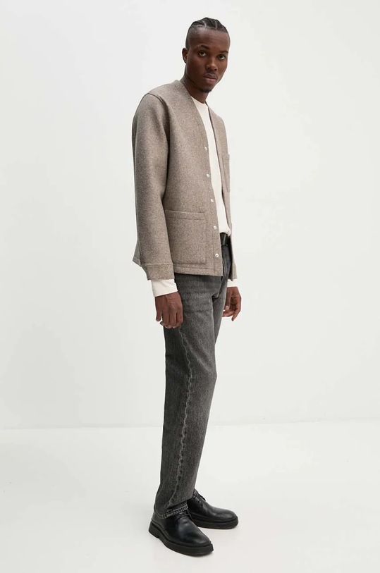 A.P.C. kurtka z domieszką wełny veste aurelien PSAFU.H22200 beżowy AW24