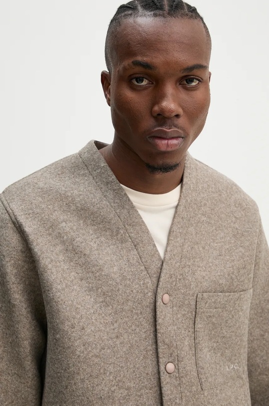 A.P.C. geaca din amestec de lana veste aurelien bej PSAFU.H22200