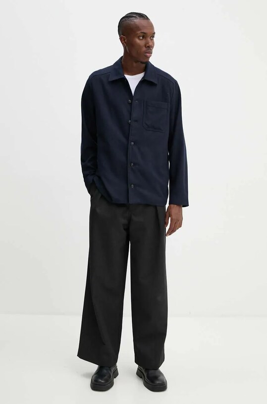 Шерстяная куртка-бомбер A.P.C. veste jamie WOAPN.H02962 тёмно-синий AW24