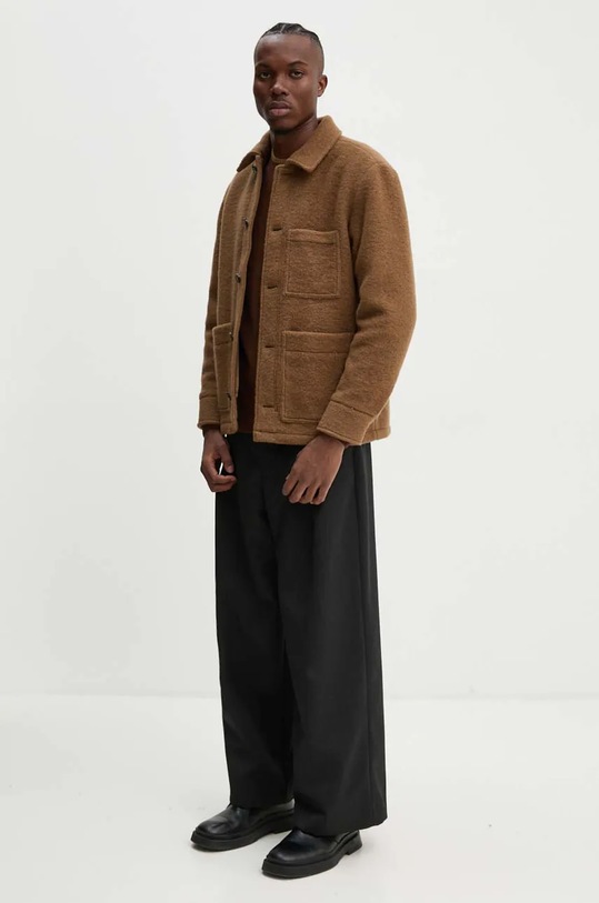 A.P.C. jachetă tip cămașă din lână veste emile patch WVBCA.H02961 maro AW24