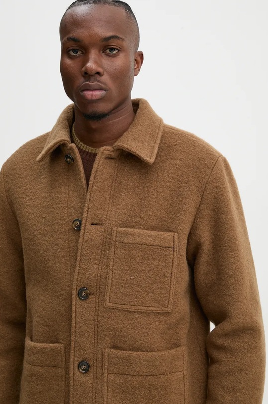 A.P.C. jachetă tip cămașă din lână veste emile patch maro WVBCA.H02961