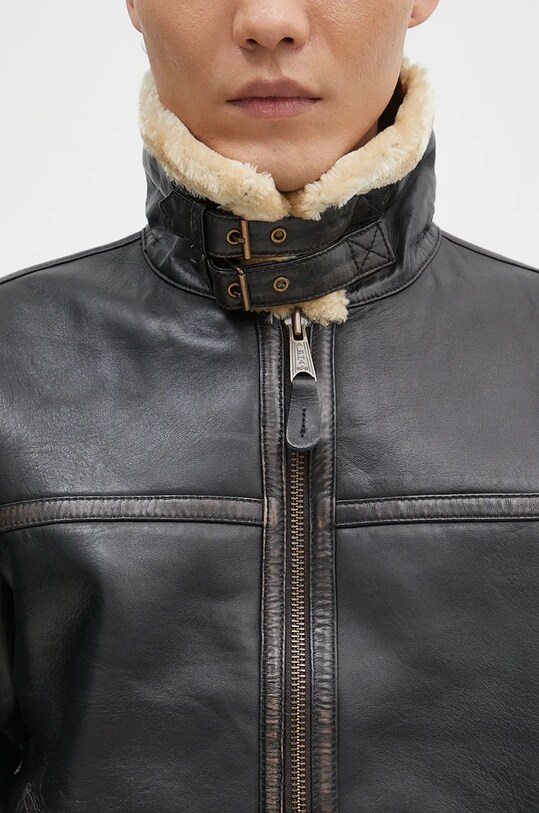 Kožená bunda Alpha Industries B3 Leather hnedá 148114
