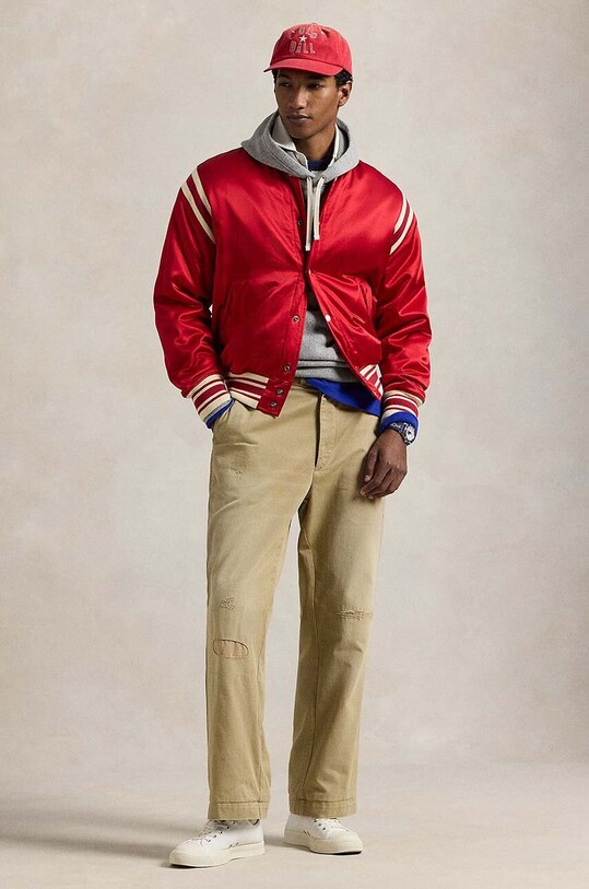 Odzież Polo Ralph Lauren kurtka Varsity Jacket 710949940 czerwony